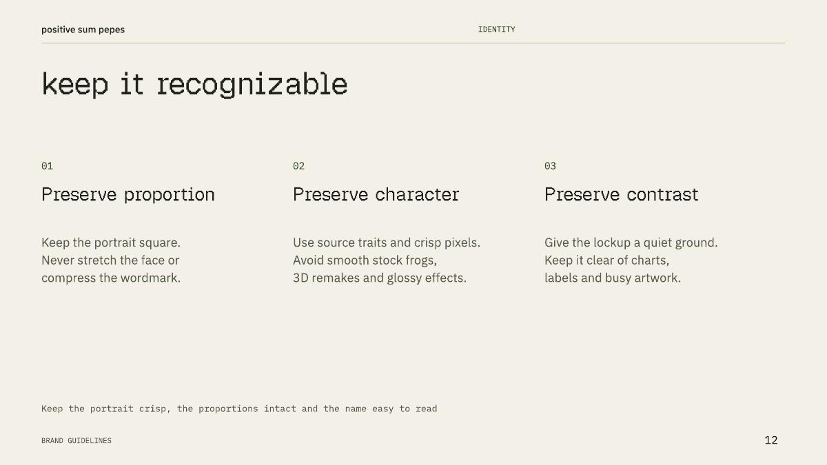 Recognition rules: proportion, character and contrast.